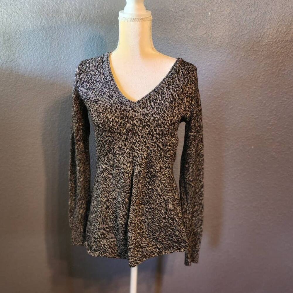 Calvin Klein Jeans Women's Black & White knit sweater V-Neck Pullover Medium